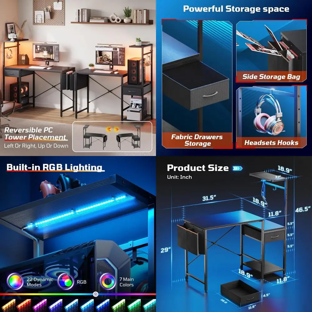 Компактный 44-дюймовый игровой стол с выдвижными ящиками, полками и боковой сумкой для дома, офиса или геймеров, черный
Компактный 44-дюймовый игровой стол с выдвижными ящиками, полками и боковой сумкой для дома, офиса или геймеров, черный