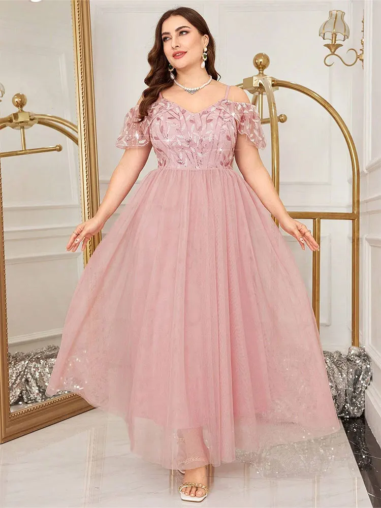 Plus size pink sequined mesh floor-length wedding banquet evening dress bridesmaid luxury plus size banquet evening dress
Plus size pink sequined mesh floor-length wedding banquet evening dress bridesmaid luxury plus size banquet evening dress