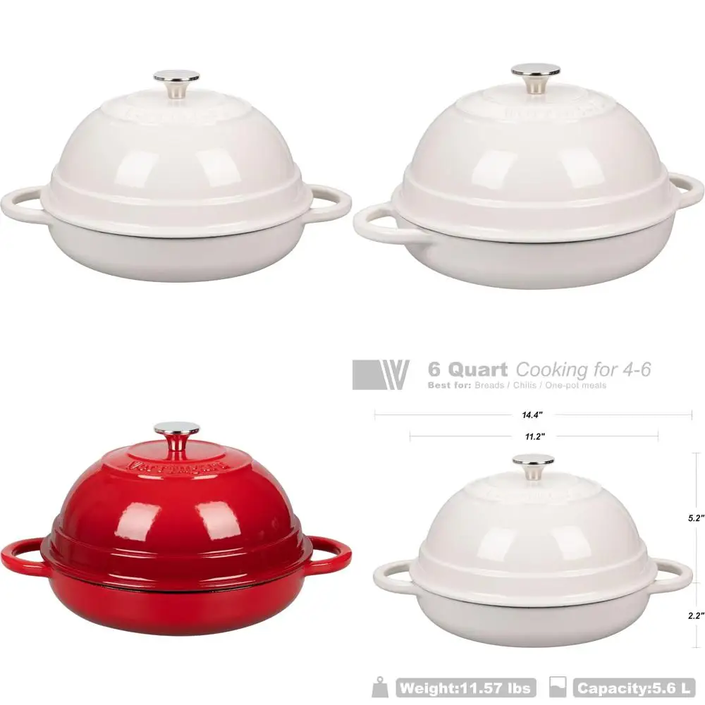 Эмалированная чугунная голландская духовка, 6 литров, белая, идеально подходит для выпечки хлеба и использования в духовке, противень большой емкости
Эмалированная чугунная голландская духовка, 6 литров, белая, идеально подходит для выпечки хлеба и использования в духовке, противень большой емкости