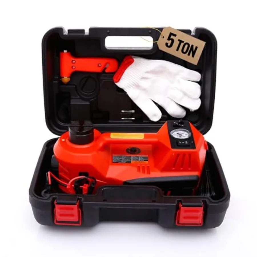 Electric Car Jack 5 Ton 12V Floor Jack Hydraulic Jack Stand Car Lift Jack with Integrated Tire Pump for SUV Truck Sedan Vehicle
Electric Car Jack 5 Ton 12V Floor Jack Hydraulic Jack Stand Car Lift Jack with Integrated Tire Pump for SUV Truck Sedan Vehicle