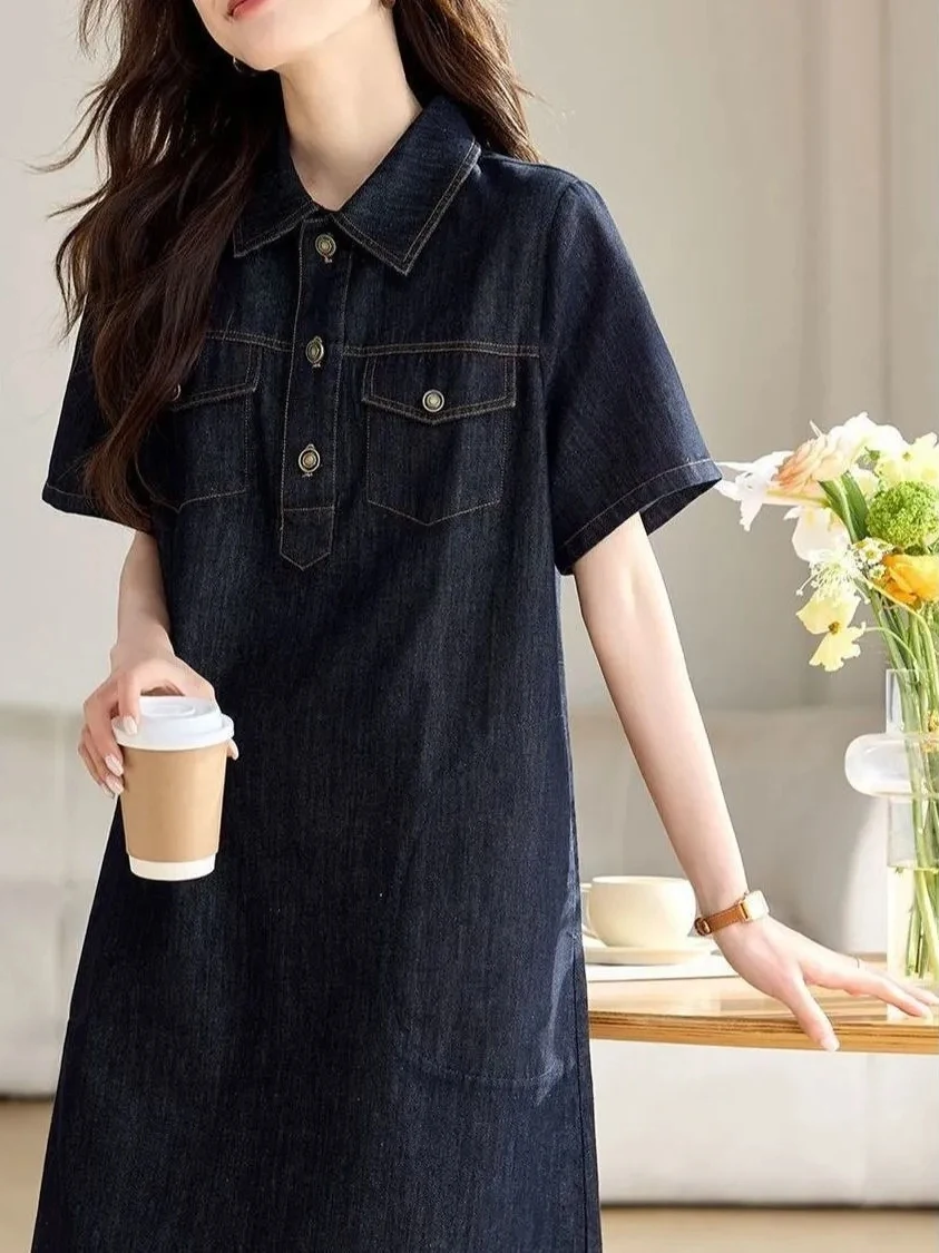 plus Size Women's Denim Dress Summer Loose Belly Covering High Waist A-Line Short Skirt Fashionable Casual Maternity Dress
plus Size Women's Denim Dress Summer Loose Belly Covering High Waist A-Line Short Skirt Fashionable Casual Maternity Dress