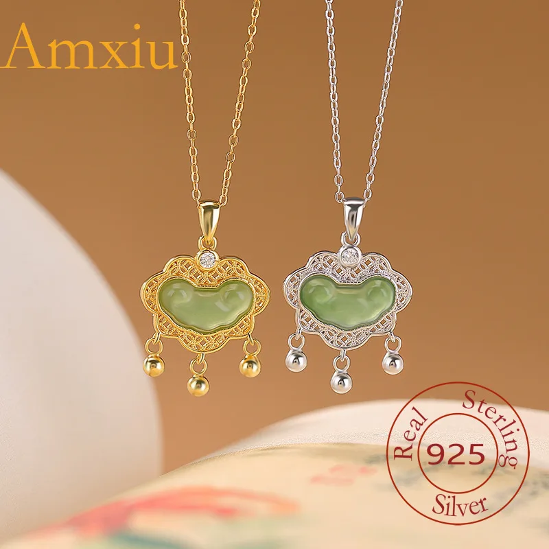 Amxiu, стерлинговое серебро 925, натуральный нефрит Хэтянь, позолоченная яшма, замок Ruyi, медная монета, полая новая подвеска в китайском стиле 
Amxiu, стерлинговое серебро 925, натуральный нефрит Хэтянь, позолоченная яшма, замок Ruyi, медная монета, полая новая подвеска в китайском стиле