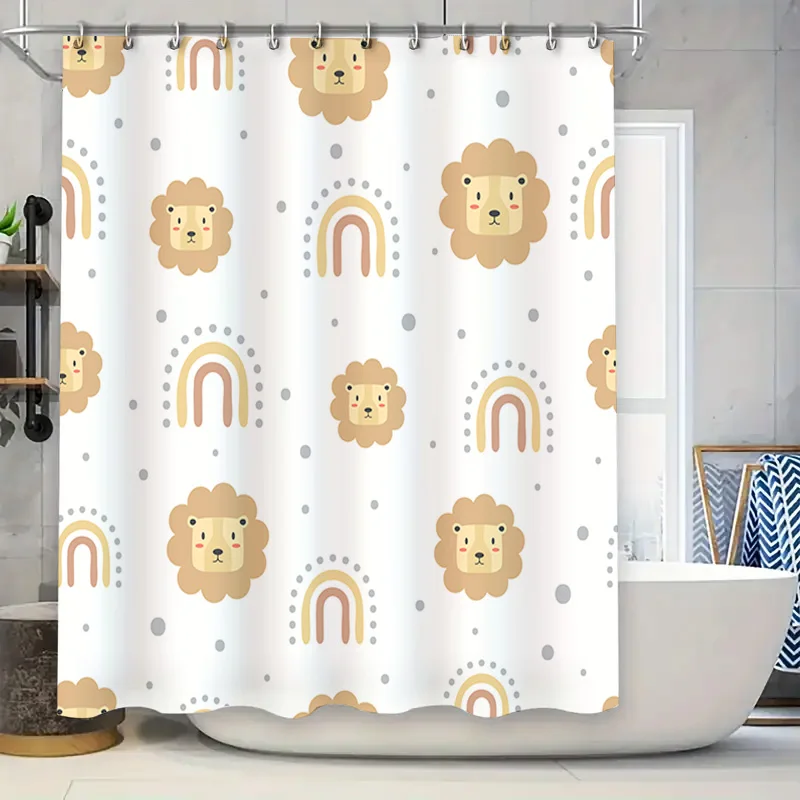Радужный Лев с мультяшным принтом Занавеска для душа из белой ткани с милыми животными Декор для ванной комнаты
Радужный Лев с мультяшным принтом Занавеска для душа из белой ткани с милыми животными Декор для ванной комнаты