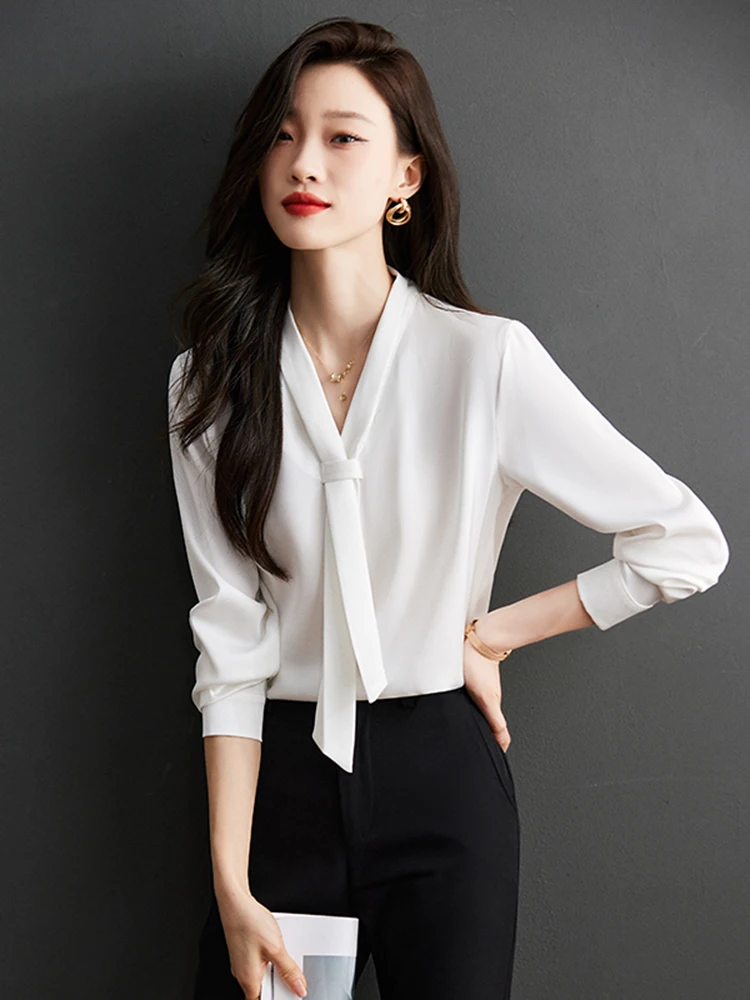V-Neck Chiffon Shirt Women's Loose Long Sleeve Workwear Stylish Base Layer Shirt Thinming Effect Business Casual Pure Color
V-Neck Chiffon Shirt Women's Loose Long Sleeve Workwear Stylish Base Layer Shirt Thinming Effect Business Casual Pure Color