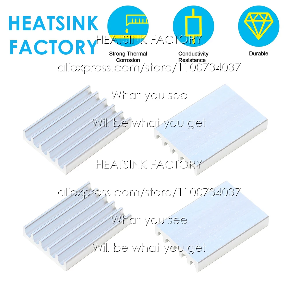32x22x5mm Silver Aluminum Heatsink Cooling Radiator for Electronic IC Chip MOS RAM AMD CPU LED Cooler Heat Dissipation
32x22x5mm Silver Aluminum Heatsink Cooling Radiator for Electronic IC Chip MOS RAM AMD CPU LED Cooler Heat Dissipation