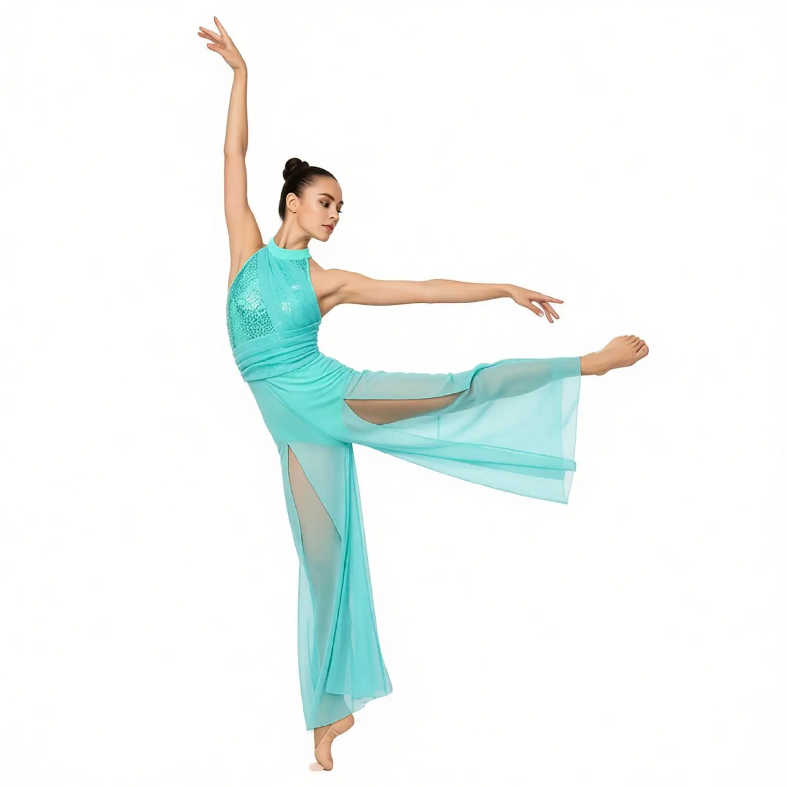 Women Adult Shimmery Ballet Gymnastics Contemporary Lyrical Dance Unitards Sequin Bodice Strappy Mesh Split Wide-Leg Jumpsuit
Women Adult Shimmery Ballet Gymnastics Contemporary Lyrical Dance Unitards Sequin Bodice Strappy Mesh Split Wide-Leg Jumpsuit