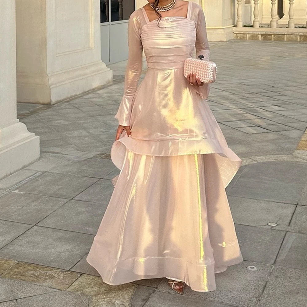 Customized Graceful Off The Shoulder Chiffon Evening Dress Temperament Square Collar Long Sleeves A-Line Bespoke Occas
Customized Graceful Off The Shoulder Chiffon Evening Dress Temperament Square Collar Long Sleeves A-Line Bespoke Occas
