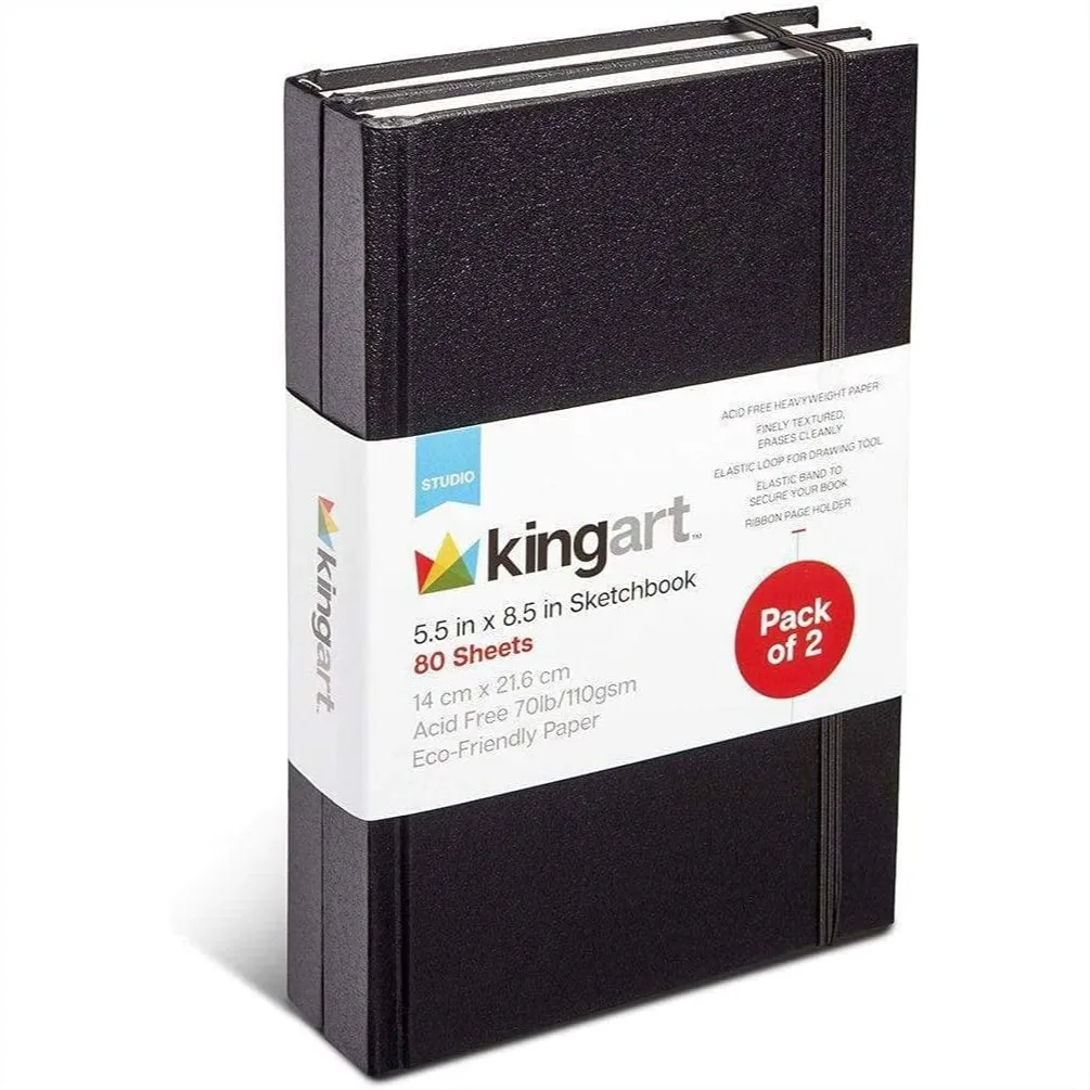 Hardcover Sketchbook Journals 2-Pack, 5.5x8.5 Inch, 160 Pages Each, 70 lb Paper for Drawing & Writing with Elastic Closure
Hardcover Sketchbook Journals 2-Pack, 5.5x8.5 Inch, 160 Pages Each, 70 lb Paper for Drawing & Writing with Elastic Closure