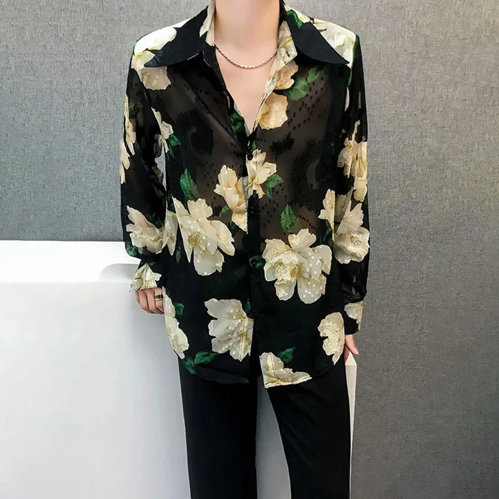 Mens Sexy Floral Hollow Ice Silk Perspective Long-Sleeve Shirt Autumn Genderless Nightclub Thin Breathable Mesh Top Unisex
Mens Sexy Floral Hollow Ice Silk Perspective Long-Sleeve Shirt Autumn Genderless Nightclub Thin Breathable Mesh Top Unisex