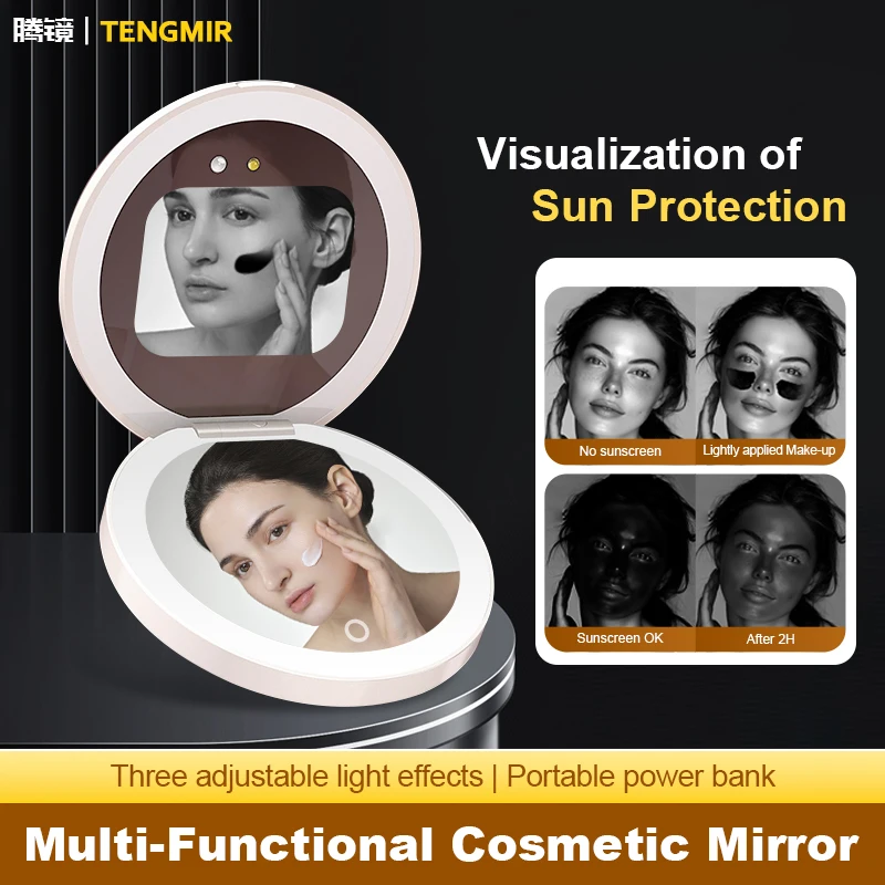 TENGMIR Portable UV Mirror Sunscreen Testing Mirrors Multi-function Phone Charging Make Up Tool Smart Lighting Makeup Mirror
TENGMIR Portable UV Mirror Sunscreen Testing Mirrors Multi-function Phone Charging Make Up Tool Smart Lighting Makeup Mirror