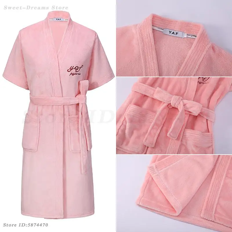 Women Short Sleeved Flannel Sleepwear Robe Men Thick Warm Kimono Bathrobe Gown Loose Casual Nightgown Loungewear Couple Homewear
Women Short Sleeved Flannel Sleepwear Robe Men Thick Warm Kimono Bathrobe Gown Loose Casual Nightgown Loungewear Couple Homewear