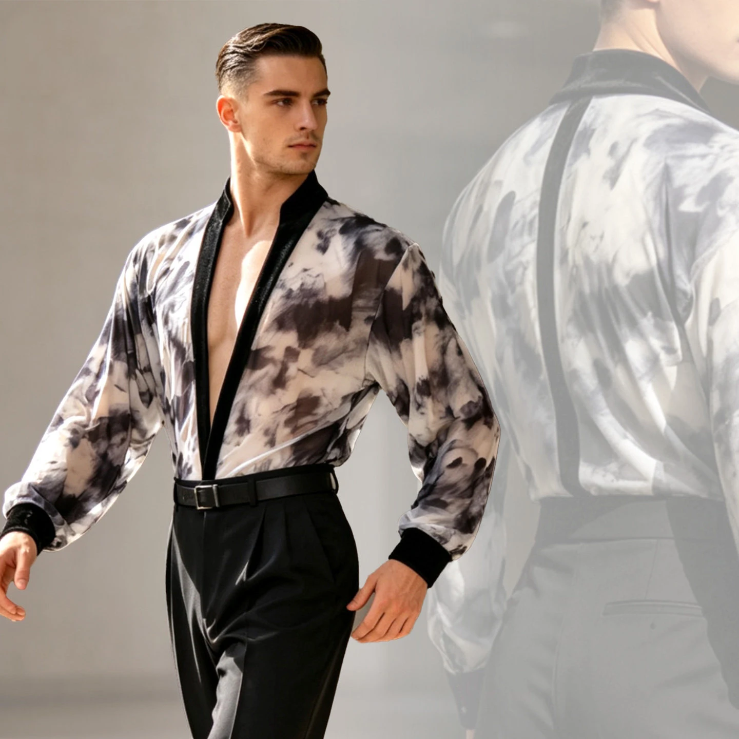 2026 New Men Latin Dance Competition Costumes Deep V-neck Print Long Sleeve Top Male Shirt Samba Latin Performance Wear DN23606
2026 New Men Latin Dance Competition Costumes Deep V-neck Print Long Sleeve Top Male Shirt Samba Latin Performance Wear DN23606