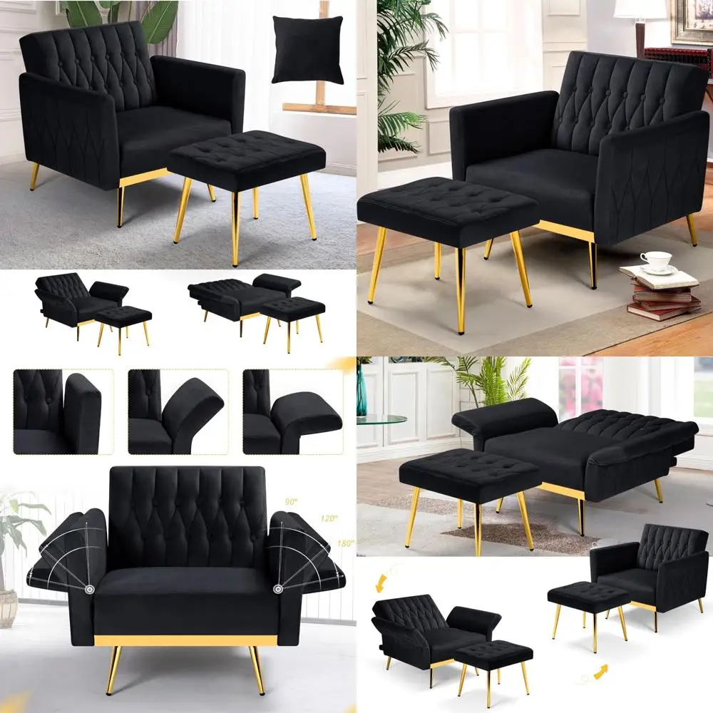 Upholstered Reclining Chair with Adjustable Armrests and Backrest, Plush Button Tufted Lounger, Ottoman Included
Upholstered Reclining Chair with Adjustable Armrests and Backrest, Plush Button Tufted Lounger, Ottoman Included
