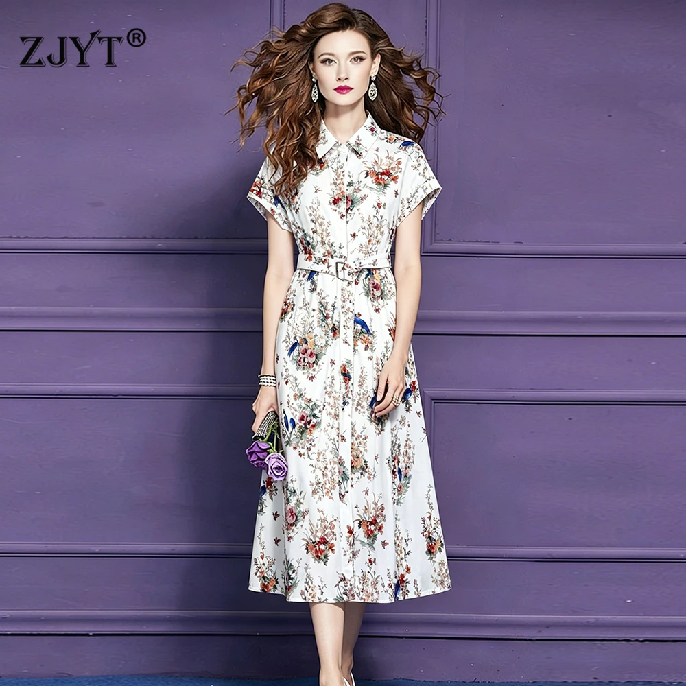 ZJYT Floral Print 100% Cotton Dresses for Women High Quality Runway Fashion Summer Long Vacation Casual Dress Female Vestidos
ZJYT Floral Print 100% Cotton Dresses for Women High Quality Runway Fashion Summer Long Vacation Casual Dress Female Vestidos