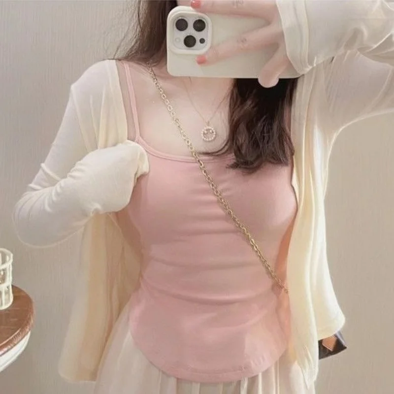 Women's Slim Fit Ice Silk Cardigan Sun Protection Air Conditioning Summer Camisole New StyleSuspender Shawl Cover
Women's Slim Fit Ice Silk Cardigan Sun Protection Air Conditioning Summer Camisole New StyleSuspender Shawl Cover