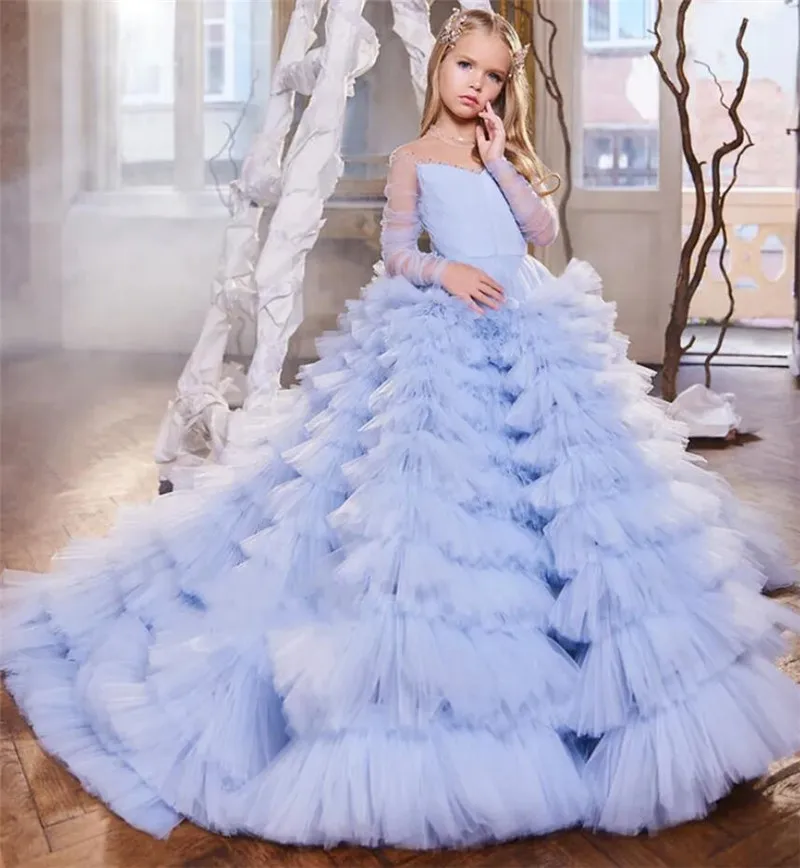 Luxury Long Sleeves Flower Girl Dress Sheer Neck Ruffles Puffy Gown Princess Pageant Gown Girls Dresses
Luxury Long Sleeves Flower Girl Dress Sheer Neck Ruffles Puffy Gown Princess Pageant Gown Girls Dresses
