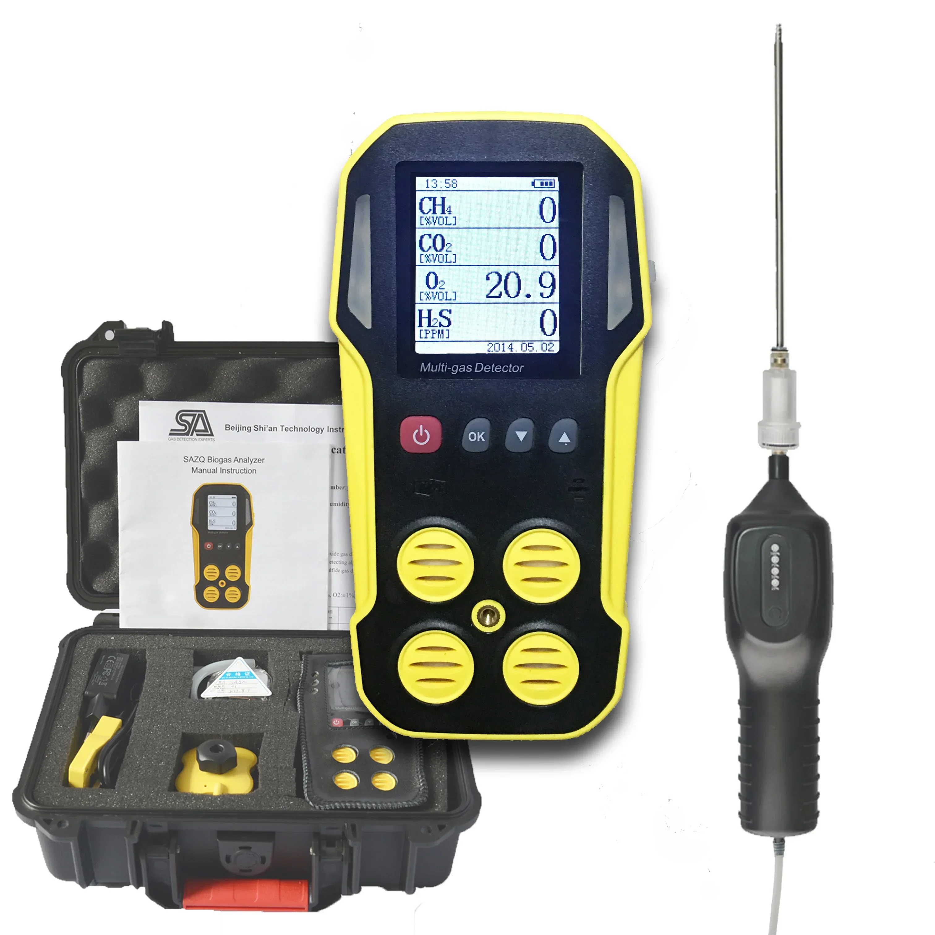 Septic tank biogas alarm CH4, CO2, H2S, O2 Biogas Portable Multi Biogas Analyzer
Septic tank biogas alarm CH4, CO2, H2S, O2 Biogas Portable Multi Biogas Analyzer