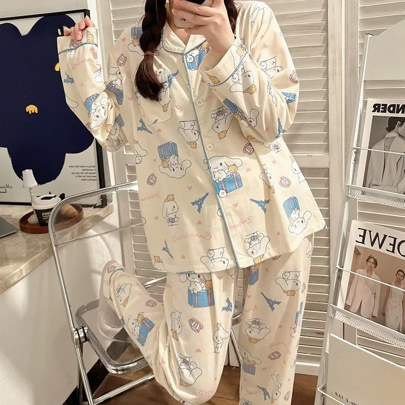 Sanrio Kawaii Cinnamoroll Anime Cartoon Pajamas Suit Long Sleeved Cardigan Home Wear Girl Birthday Gift Spring Autumn Lovely New
Sanrio Kawaii Cinnamoroll Anime Cartoon Pajamas Suit Long Sleeved Cardigan Home Wear Girl Birthday Gift Spring Autumn Lovely New