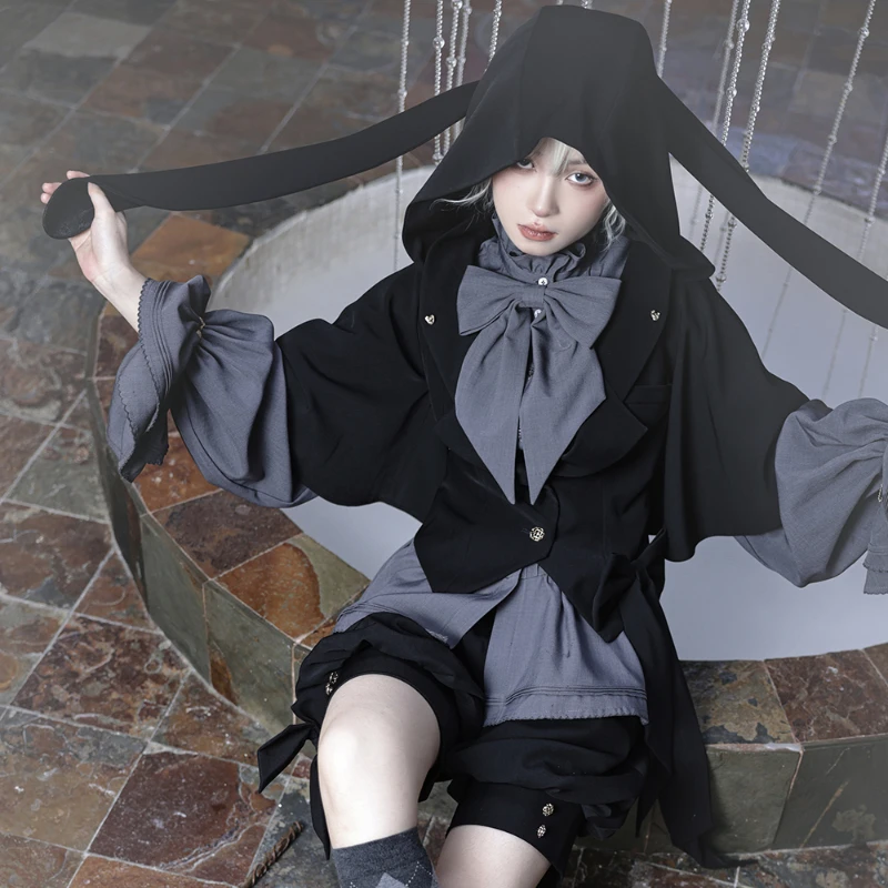 Harajuku Y2k 2022, плащ с капюшоном и заячьими ушками, пальто JK, рубашки с бантом, японская темная принцесса, хроники, винтажный готический костюм в стиле Лолиты
Harajuku Y2k 2022, плащ с капюшоном и заячьими ушками, пальто JK, рубашки с бантом, японская темная принцесса, хроники, винтажный готический костюм в стиле Лолиты