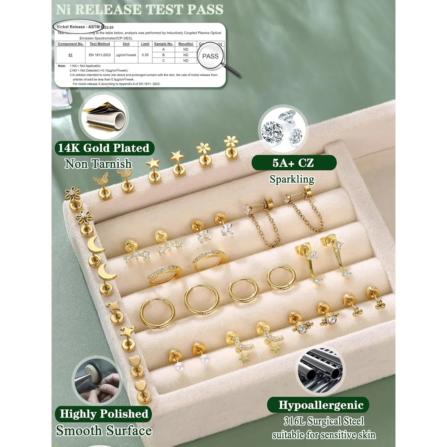 Bobisty Flat Back Earrings 14K Gold Plated Stud Hoops Cartilage Earring Stacks for Women Surgical Steel Earrings Piercing Jewel
Bobisty Flat Back Earrings 14K Gold Plated Stud Hoops Cartilage Earring Stacks for Women Surgical Steel Earrings Piercing Jewel
