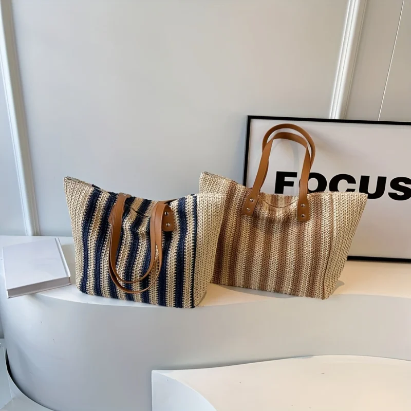 Stylish Contrast Color Straw Bag - Women's Shopping Shoulder Bag, Perfect for Summer Travel Vacation and Beach - Trendy Tote Bag
Stylish Contrast Color Straw Bag - Women's Shopping Shoulder Bag, Perfect for Summer Travel Vacation and Beach - Trendy Tote Bag