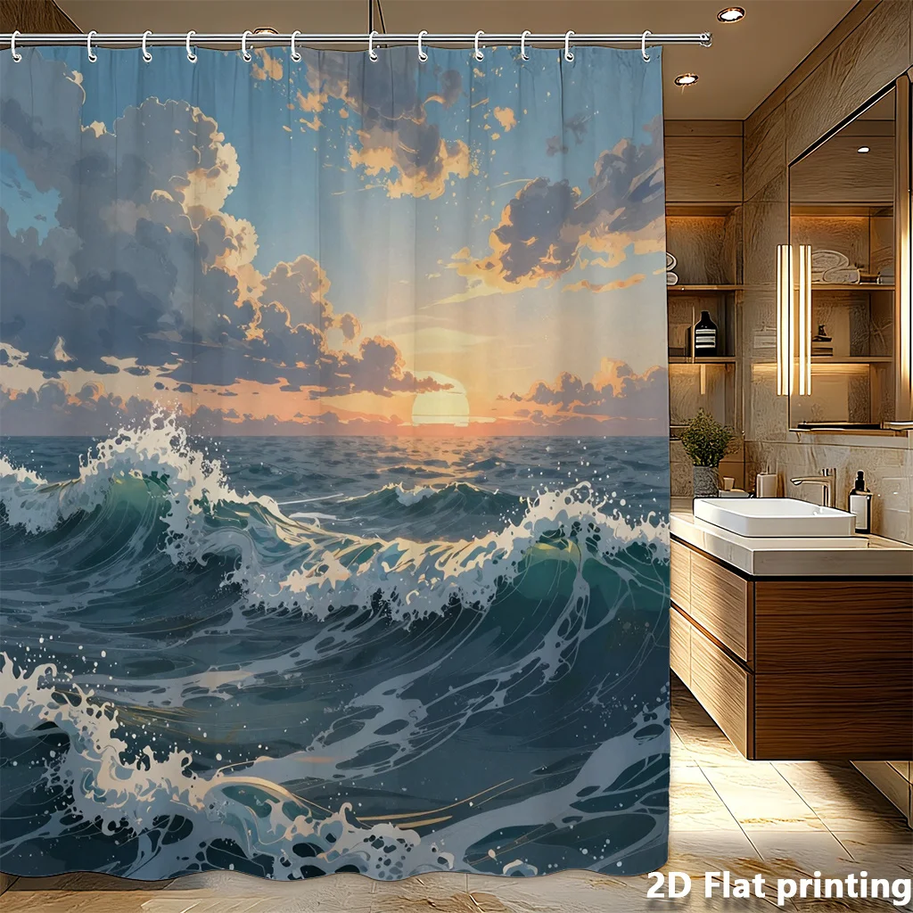 Shower Curtain Ocean Sunset Art – Dynamic Waves, Golden Hour Sky, Deep Blue & Coral Print, Waterproof Polyester, Grommet Top
Shower Curtain Ocean Sunset Art – Dynamic Waves, Golden Hour Sky, Deep Blue & Coral Print, Waterproof Polyester, Grommet Top