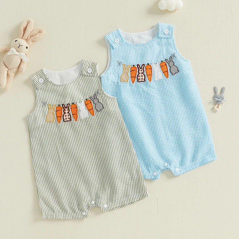 0-3Y Toddler Baby Girls Boys Cute Rompers Easter Rabbit Carrot Embroidered Sleeveless Bodysuits Jumpsuits
0-3Y Toddler Baby Girls Boys Cute Rompers Easter Rabbit Carrot Embroidered Sleeveless Bodysuits Jumpsuits
