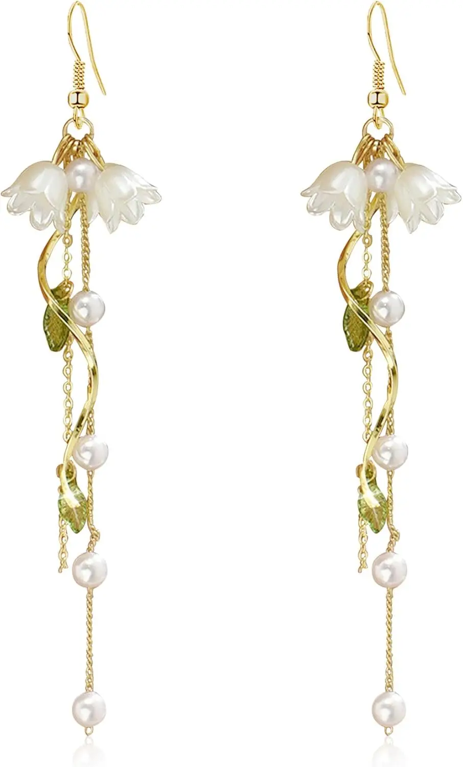 White Fairy Flower Dangle Earrings Long Tassel Lily of Valley Summer Jewelry
White Fairy Flower Dangle Earrings Long Tassel Lily of Valley Summer Jewelry