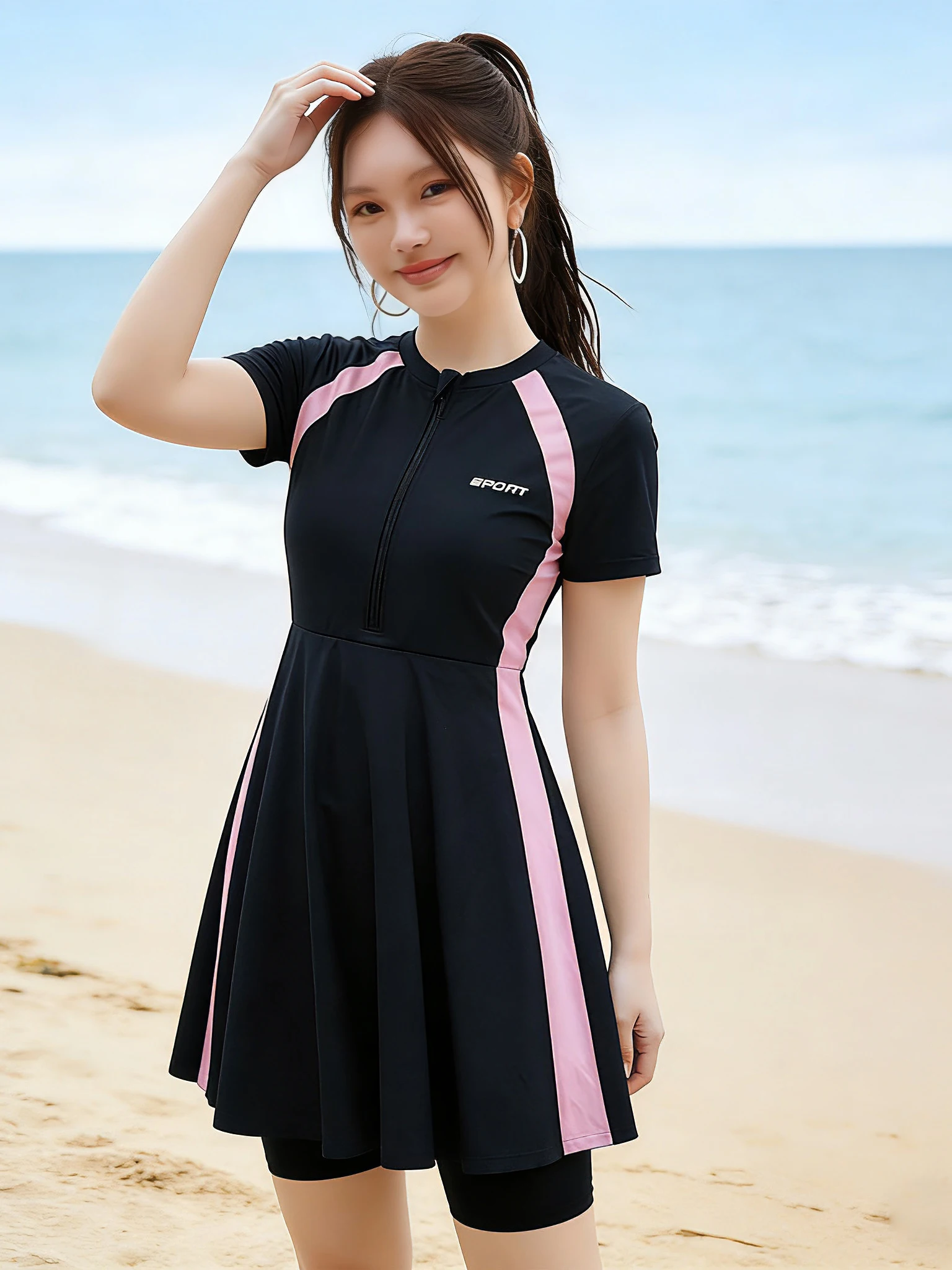 Women's One-Piece Swimsuit Thermal Spring Bathing Suit Flattering plus Size Concealing Slimming round Neck Short Sleeve
Women's One-Piece Swimsuit Thermal Spring Bathing Suit Flattering plus Size Concealing Slimming round Neck Short Sleeve