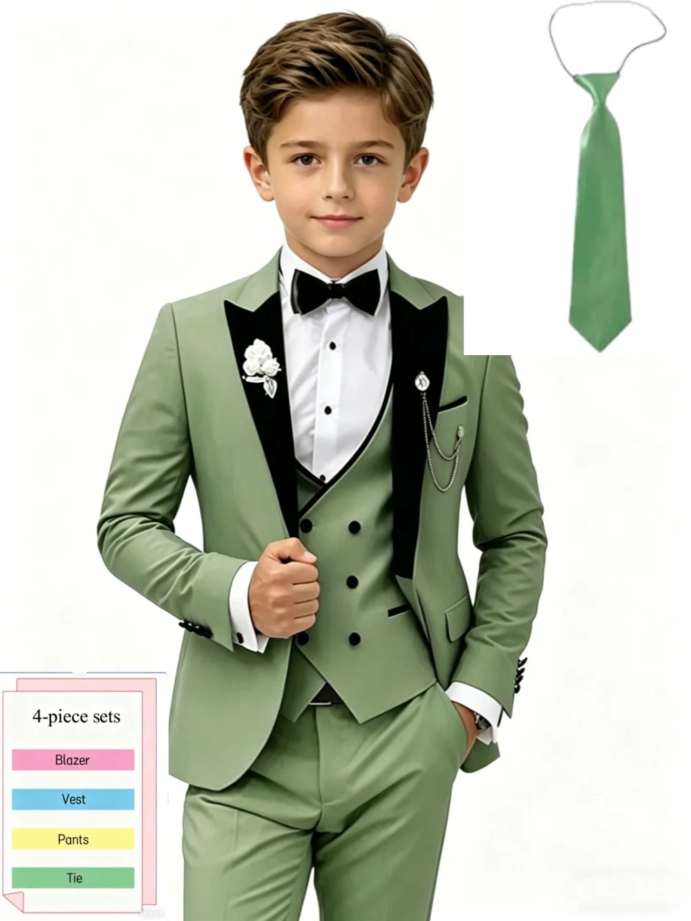 New Green Boys Suits 4 Pieces For Birthday Party Handsome Velvet Collar Kids Slim Fit Suit Set Wedding Ring Bearer Outfit 3-14T
New Green Boys Suits 4 Pieces For Birthday Party Handsome Velvet Collar Kids Slim Fit Suit Set Wedding Ring Bearer Outfit 3-14T
