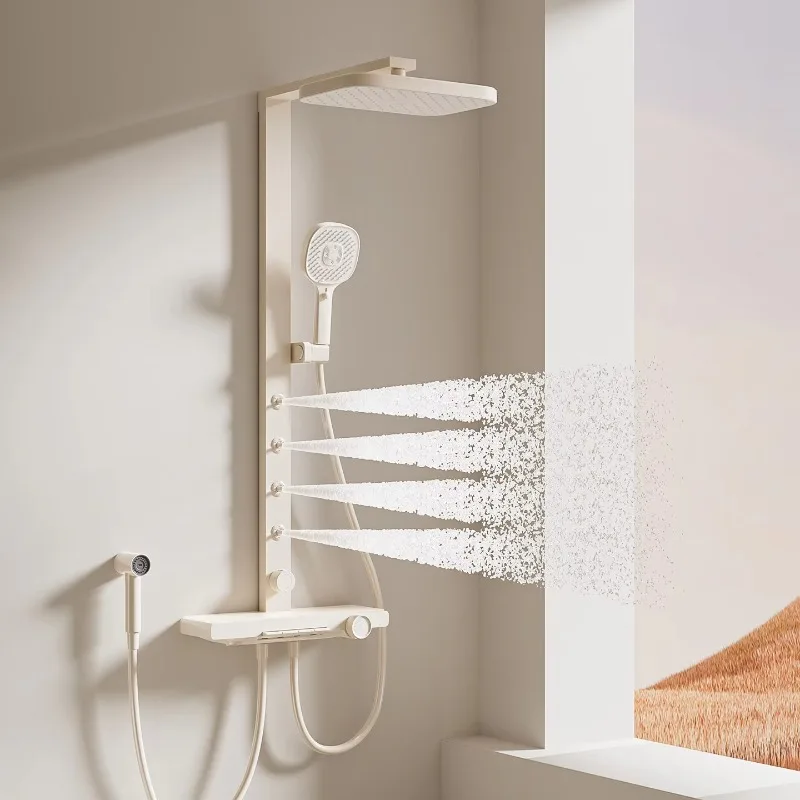 Modern Minimalist Wall-Mounted Shower System with Adjustable Slide Bar Square Head High Pressure Massage Waist Spray Features
Modern Minimalist Wall-Mounted Shower System with Adjustable Slide Bar Square Head High Pressure Massage Waist Spray Features