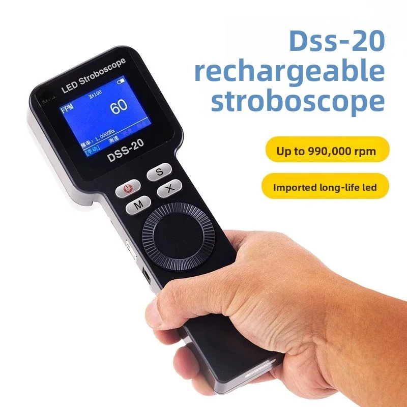 DSS-20 Rechargeable LED Stroboscope Tachometer – 0-999,999 RPM Non-Contact Digital Speed Tester with LCD, for Motor & Fan
DSS-20 Rechargeable LED Stroboscope Tachometer – 0-999,999 RPM Non-Contact Digital Speed Tester with LCD, for Motor & Fan