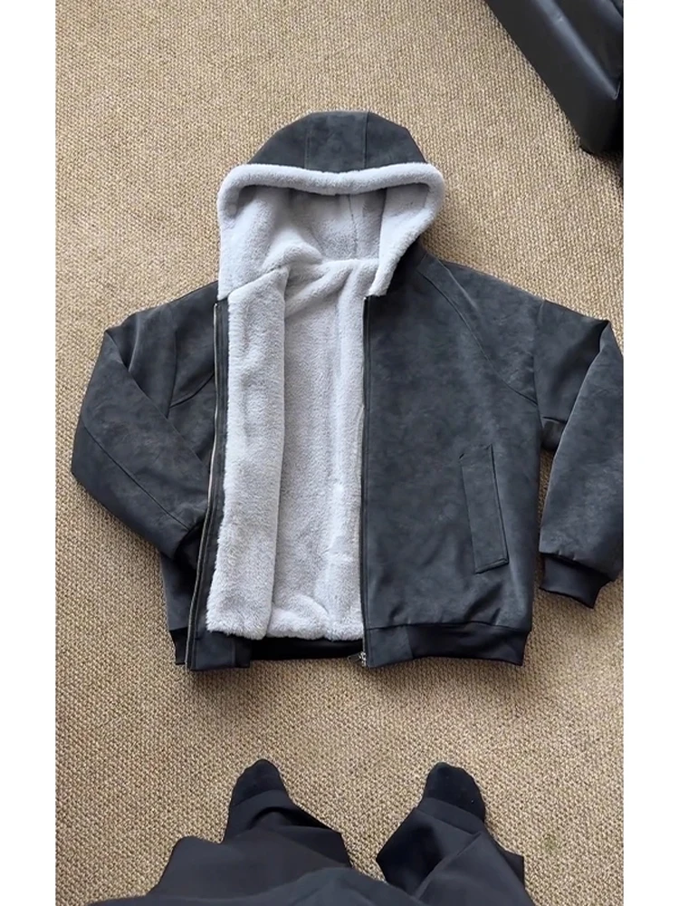 Warmth Men's Winter Jaet Hooded Fce Lined eepskin Leather Coat Thiened Stand Fit Youth Faion Polyester Fiber
Warmth Men's Winter Jaet Hooded Fce Lined eepskin Leather Coat Thiened Stand Fit Youth Faion Polyester Fiber