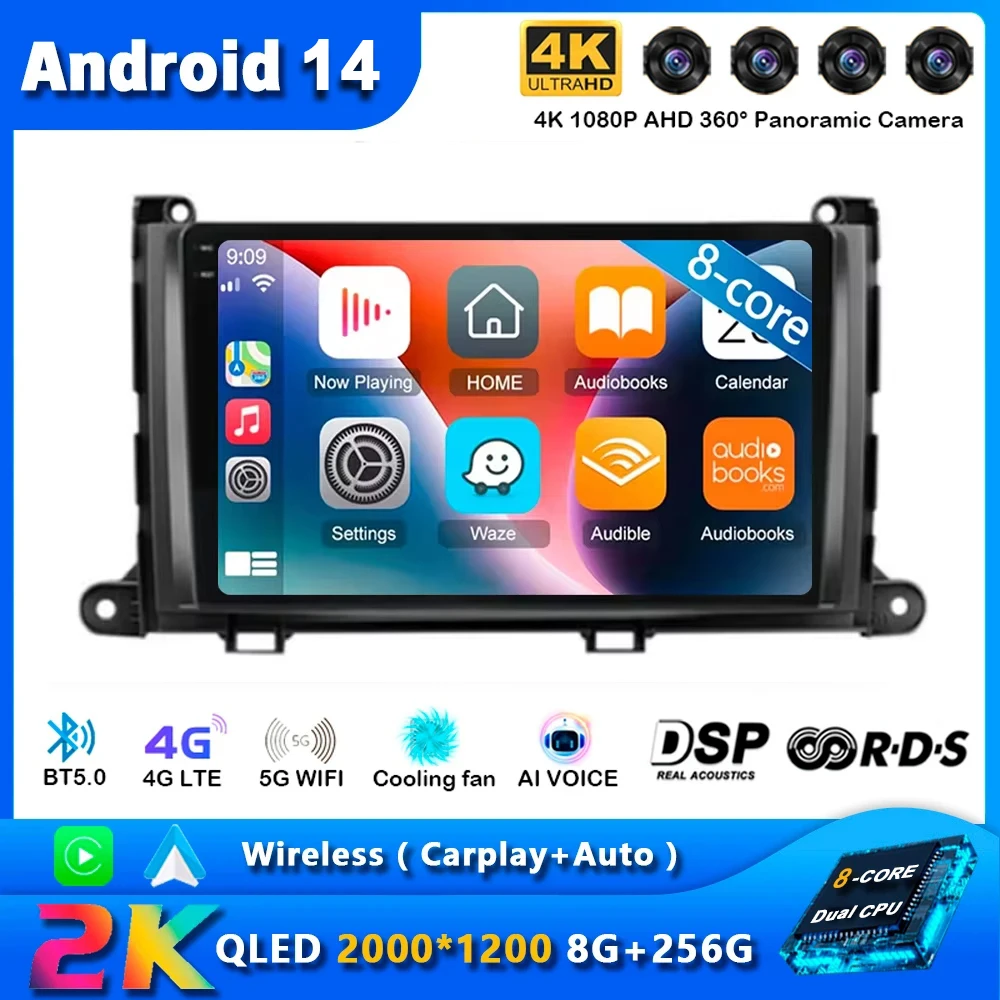 Android14 Car Radio For Toyota Sienna 2009 2010 2011 2012 2013 2014 Navigation Multimedia Player Stereo GPS WiFi+4G Carplay+Auto
Android14 Car Radio For Toyota Sienna 2009 2010 2011 2012 2013 2014 Navigation Multimedia Player Stereo GPS WiFi+4G Carplay+Auto