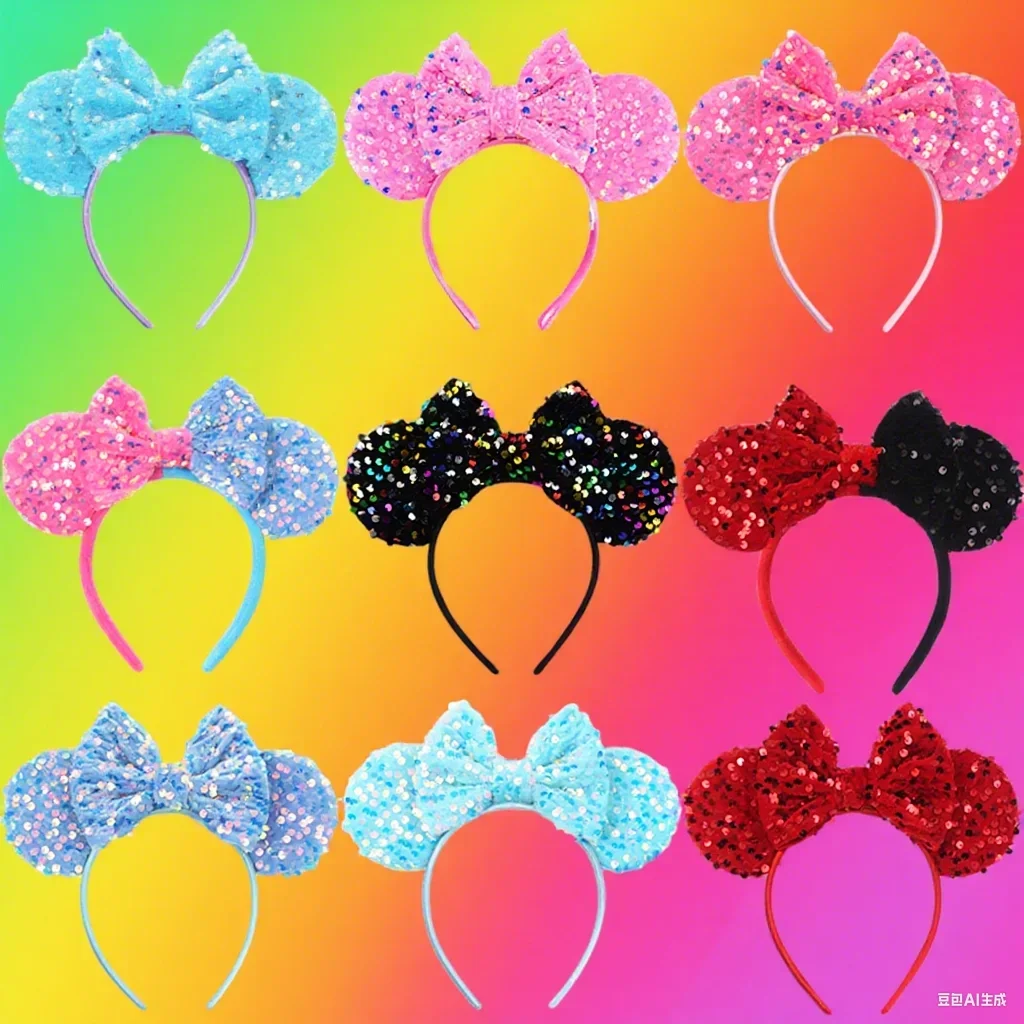 Disney Colorful Fish Scales Sequins Bow Headwear Mickey Mouse Ear Headband for Adults Women Hair Accessories Kids Girl Hairbands
Disney Colorful Fish Scales Sequins Bow Headwear Mickey Mouse Ear Headband for Adults Women Hair Accessories Kids Girl Hairbands