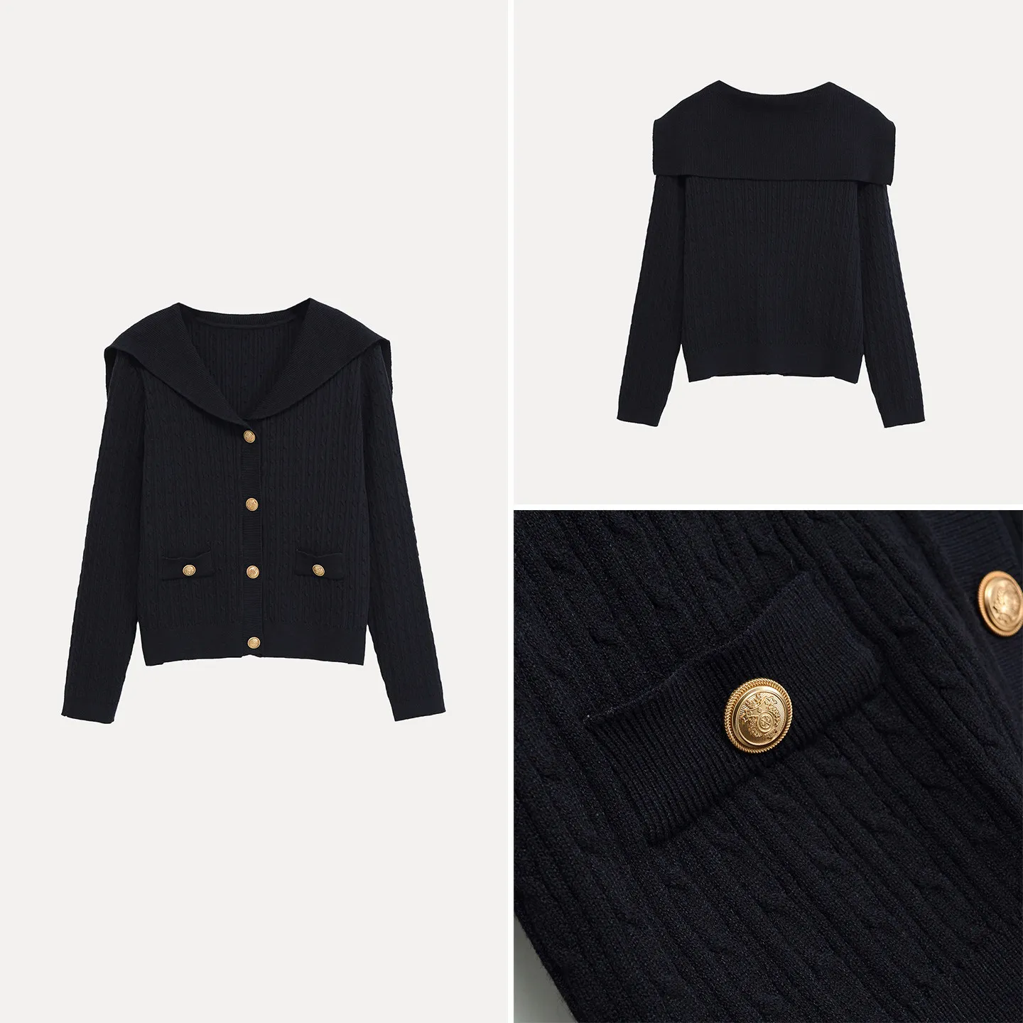 Fashionable Short Knitted Cardigan Women's Spring 2026 Golden Button Flip Collar Knitwear ZADATA Brand Long Sleeve
Fashionable Short Knitted Cardigan Women's Spring 2026 Golden Button Flip Collar Knitwear ZADATA Brand Long Sleeve