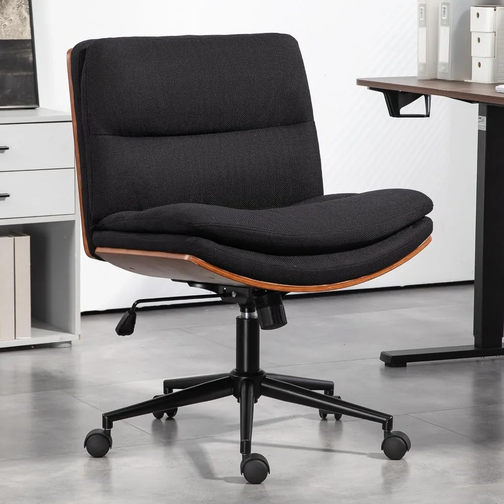 Armless Modern Walnut Office Desk Chair with Wheels, Adjustable Wide Swivel Task Chair, Ergonomic Cross Legged Fabric Chair for
Armless Modern Walnut Office Desk Chair with Wheels, Adjustable Wide Swivel Task Chair, Ergonomic Cross Legged Fabric Chair for
