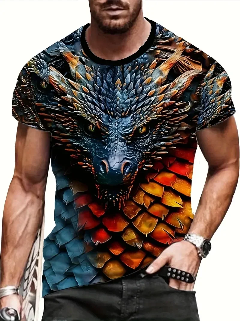 New Chinese Loong 3D printed round neck short sleeve men's T-shirt, summer casual T-shirt, fashionable street jersey
New Chinese Loong 3D printed round neck short sleeve men's T-shirt, summer casual T-shirt, fashionable street jersey