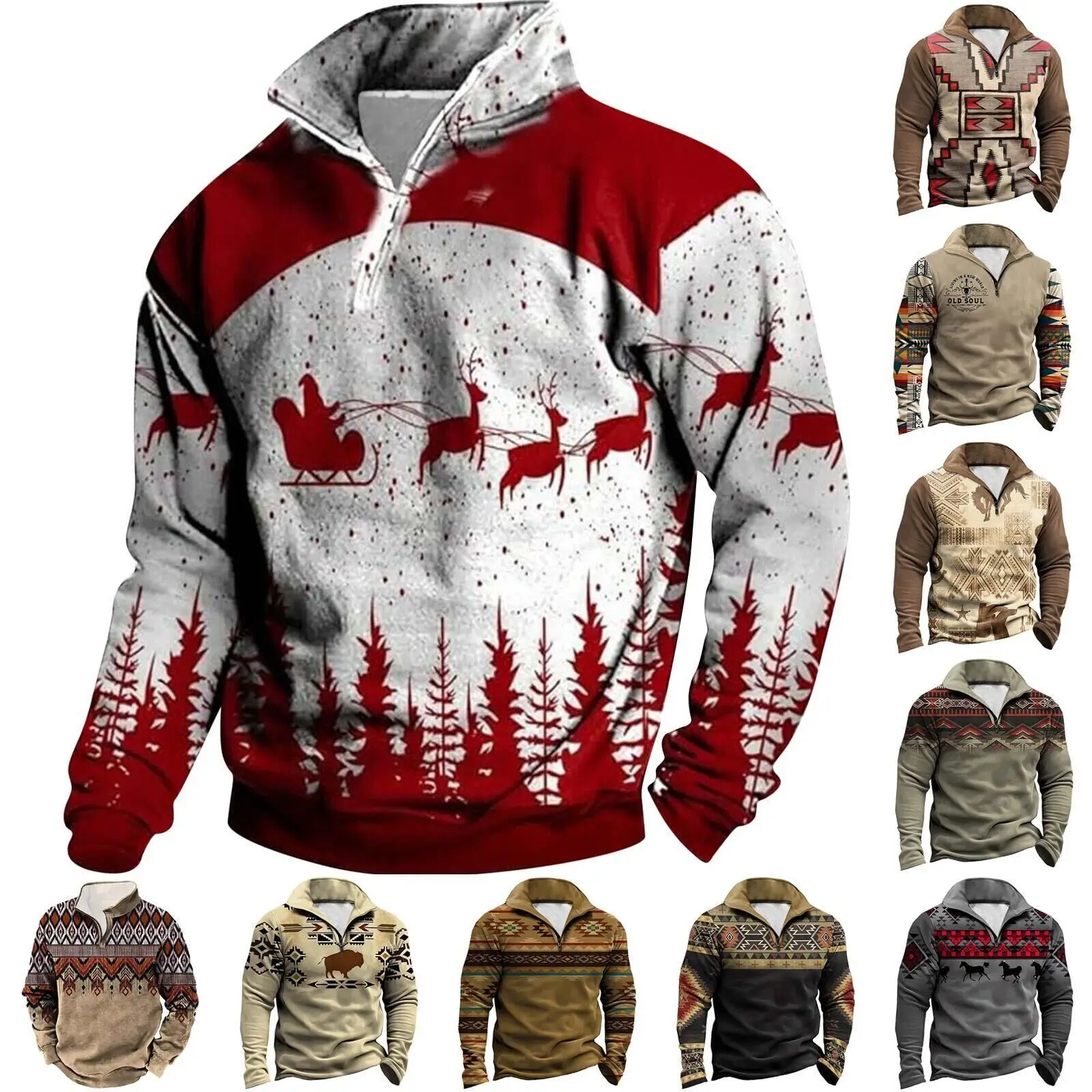 Vintage Ethnic Style Print Sweatshirt Men Hoodies Patchwork Casual Loose Long Sleeve Polo Shirts Fall Half Zip Stand Collar Tops
Vintage Ethnic Style Print Sweatshirt Men Hoodies Patchwork Casual Loose Long Sleeve Polo Shirts Fall Half Zip Stand Collar Tops