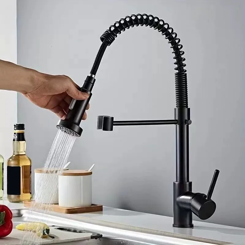 ABRU-Kitchen Faucet With Pull Down Sprayer Single Handle High Arc Multitasking Mode Pull Out Faucet For Kitchen Sink Efficient