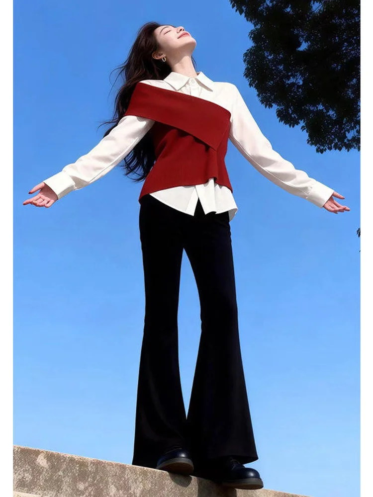 Elegant Fake Two-Piece Long Sleeve Shirt for Women Spring 2026 New High-End Luxury Loose Fit round Neck Casual Top
Elegant Fake Two-Piece Long Sleeve Shirt for Women Spring 2026 New High-End Luxury Loose Fit round Neck Casual Top