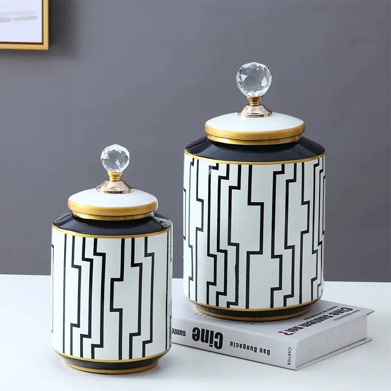 Ceramic Storage with Cover Geometry Black and White Modern Home Decoration Organization Containers Lids
Ceramic Storage with Cover Geometry Black and White Modern Home Decoration Organization Containers Lids