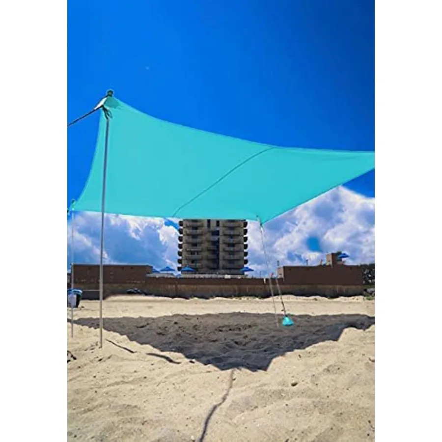 Sunshade 10x10' for beach, camping, fishing; polyester fabric, aqua color; pop-up design with 4 extending poles shovel, include
Sunshade 10x10' for beach, camping, fishing; polyester fabric, aqua color; pop-up design with 4 extending poles shovel, include