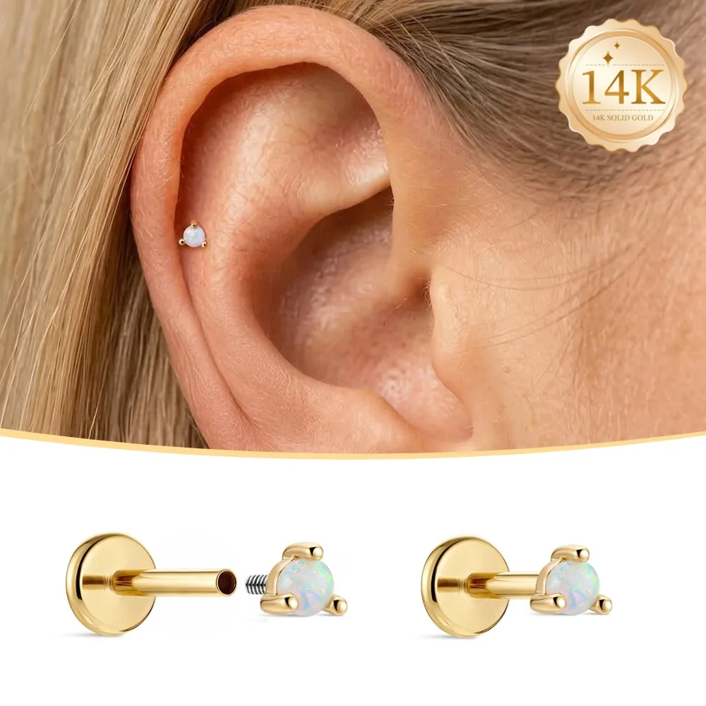 AIDE 14K Solid Gold Flat Back Stud Earrings for Women Opal Screw Thread Piercing Earrings Jewelry With Box for Women Daily Gift
AIDE 14K Solid Gold Flat Back Stud Earrings for Women Opal Screw Thread Piercing Earrings Jewelry With Box for Women Daily Gift