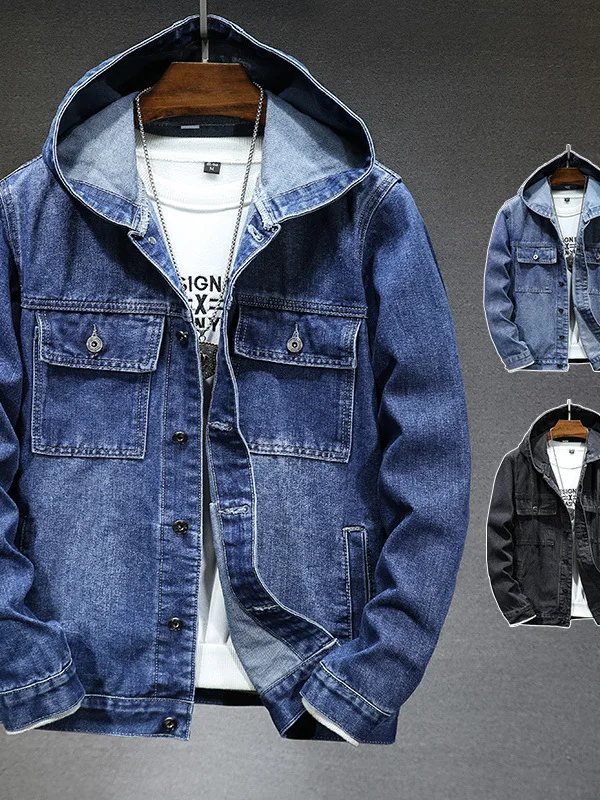 Men's Hooded Denim Jaet Windproof Fit Color Jeans Coat Long Sve Casual Outerwear for Middle Youth Daily Wear
Men's Hooded Denim Jaet Windproof Fit Color Jeans Coat Long Sve Casual Outerwear for Middle Youth Daily Wear
