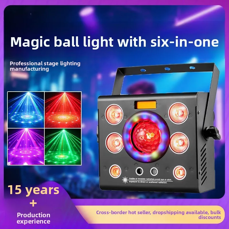 Magic Ball Light with Laser, 6in1 RGB Rotating Sound Activated Stage Lamp for Bar KTV Party
Magic Ball Light with Laser, 6in1 RGB Rotating Sound Activated Stage Lamp for Bar KTV Party