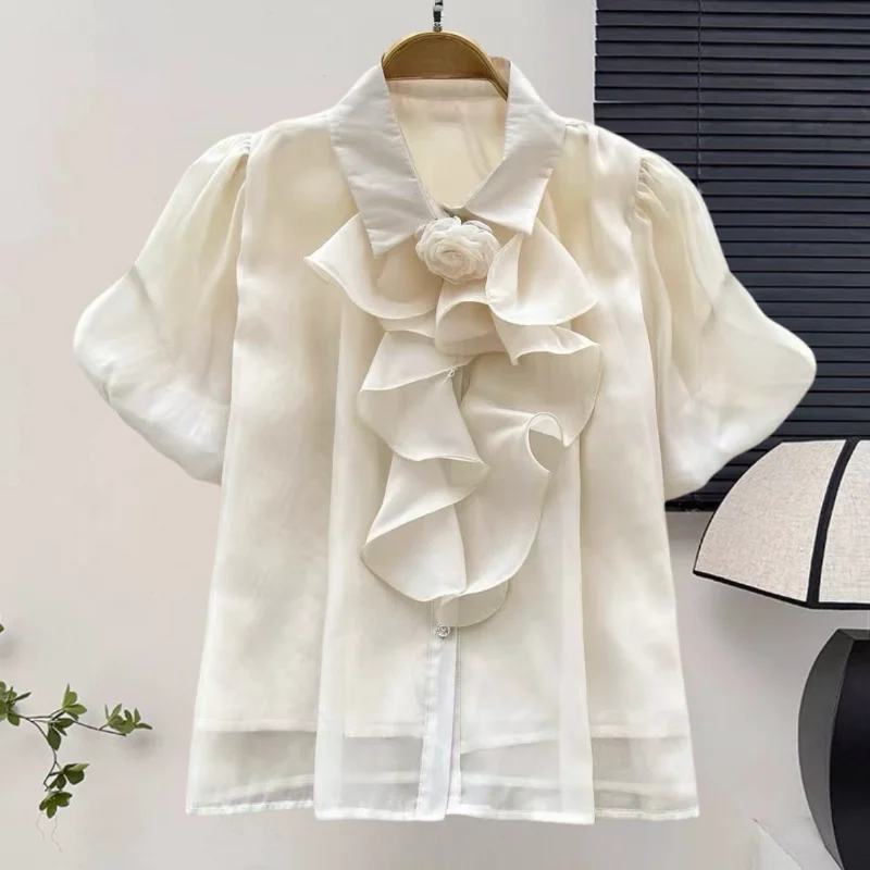 Black,Korean,Style,Thin,Breathable,Blouse,Chic,Sexy,Button,Patchwork,3D,Ruffles,Single-breasted,Women,Puff Sleeve,Tops,562301
Black,Korean,Style,Thin,Breathable,Blouse,Chic,Sexy,Button,Patchwork,3D,Ruffles,Single-breasted,Women,Puff Sleeve,Tops,562301