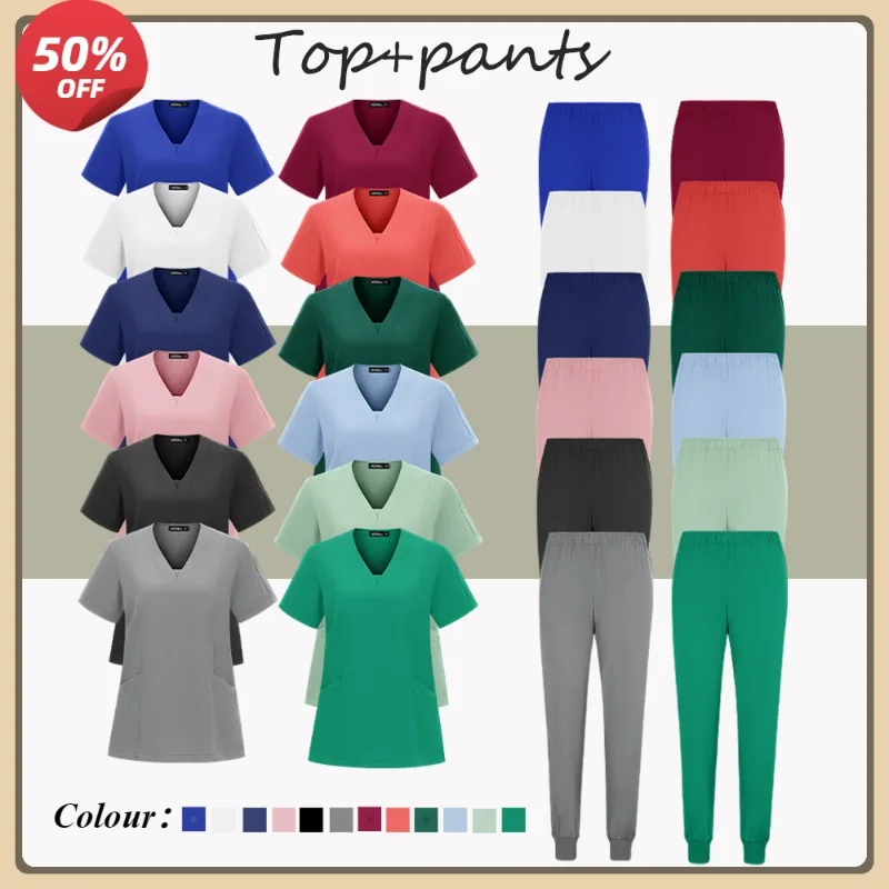 Hot Sale Tops Straight Pants Pet Clinic Nursing Scrubs Uniforms Sets Women'S 12 Color Stretch Medical Uniform Summer Scrubs Set
Hot Sale Tops Straight Pants Pet Clinic Nursing Scrubs Uniforms Sets Women'S 12 Color Stretch Medical Uniform Summer Scrubs Set