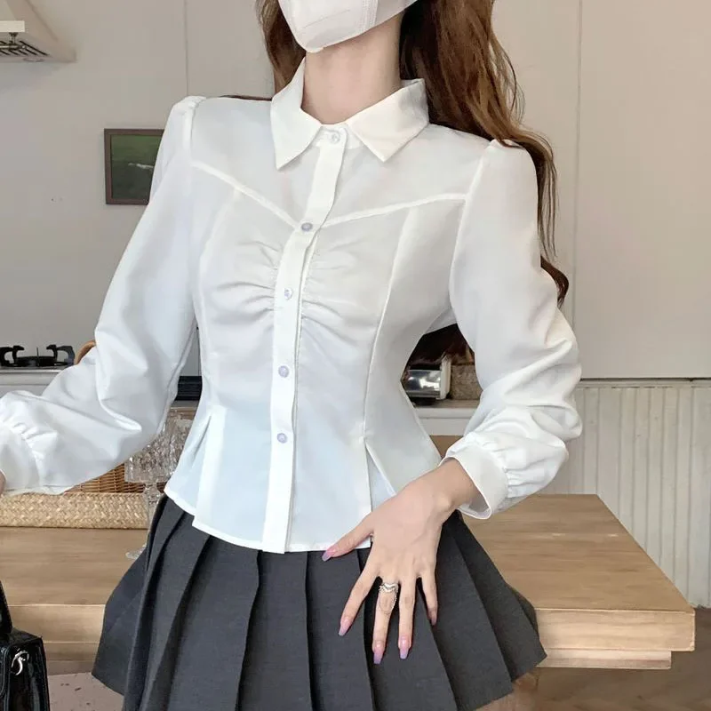 White Crop Shirt Woman Korean Style All-Match Daily Design Jk Shirts and Blouses Female Fashion Slim Button Up Office Blouse
White Crop Shirt Woman Korean Style All-Match Daily Design Jk Shirts and Blouses Female Fashion Slim Button Up Office Blouse