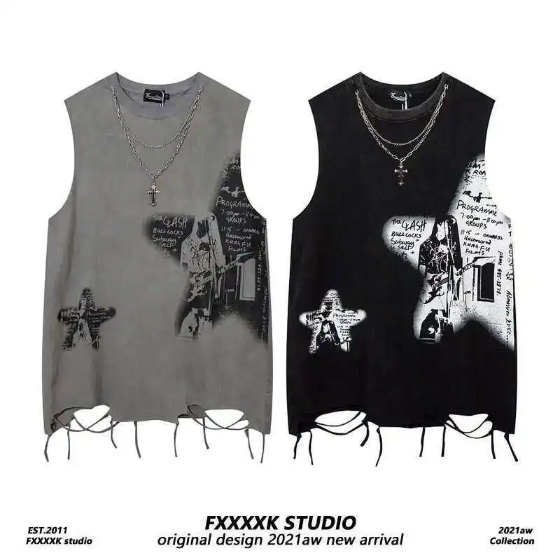 American High Street Vibe Abi Style Vintage Ripped Sleeveless T-shirt For Men Summer Couple Ins Vest For Women
American High Street Vibe Abi Style Vintage Ripped Sleeveless T-shirt For Men Summer Couple Ins Vest For Women